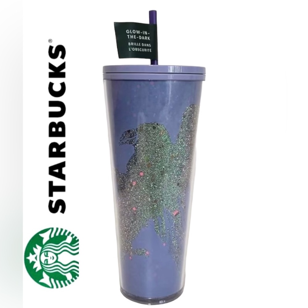 Starbucks Raven Crow Glow-in-the-Dark Light Purple Lavender Glitter Crow